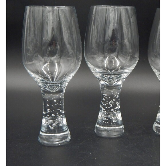 Pier 1 One Bubble Stem Wine Glasses Clear Glassware Set of 4 Hand Blown - Picture 6 of 11